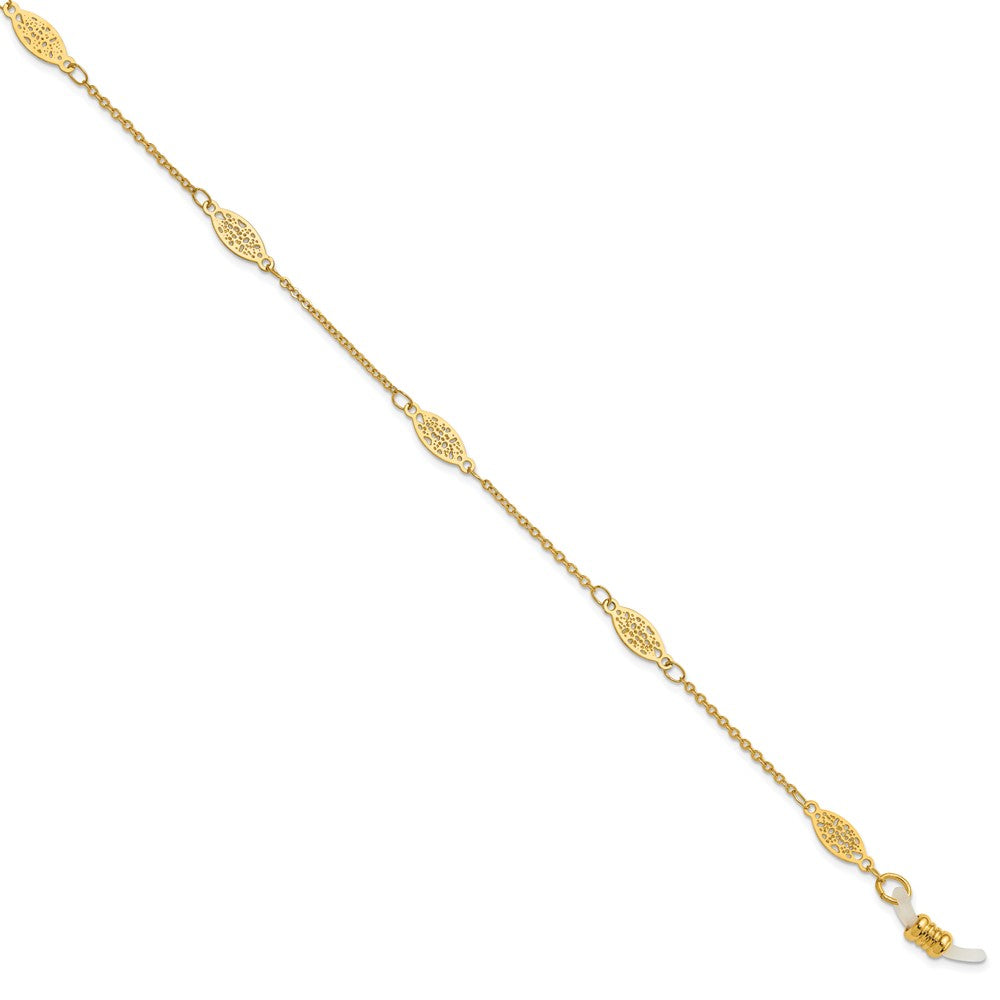 Mode 1928 Schmuck Goldfarben Filigran Muster Eyeglass Halter 30 Zoll Kette