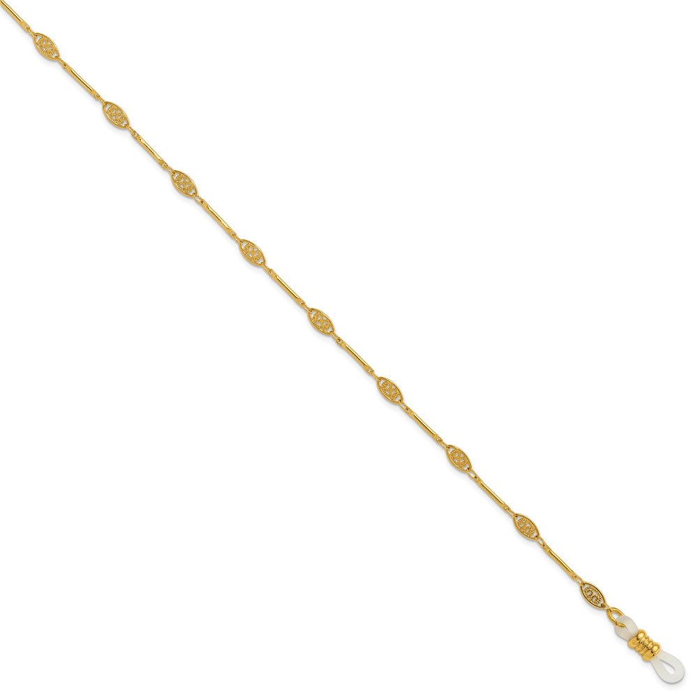 Mode 1928 Schmuck Goldfarben Filigran Muster Stations Eyeglass Halter 30 Zoll Kette