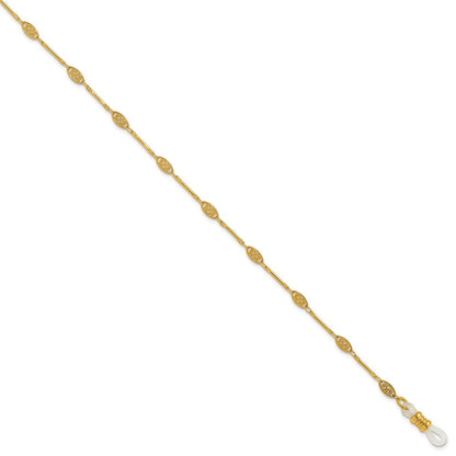 Mode 1928 Schmuck Goldfarben Filigran Muster Stations Eyeglass Halter 30 Zoll Kette