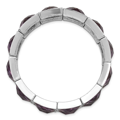 Mode 1928 Schmuck Silberfarben Rahmen Lila Facettiert Epoxid Steine Dehnbar Armband