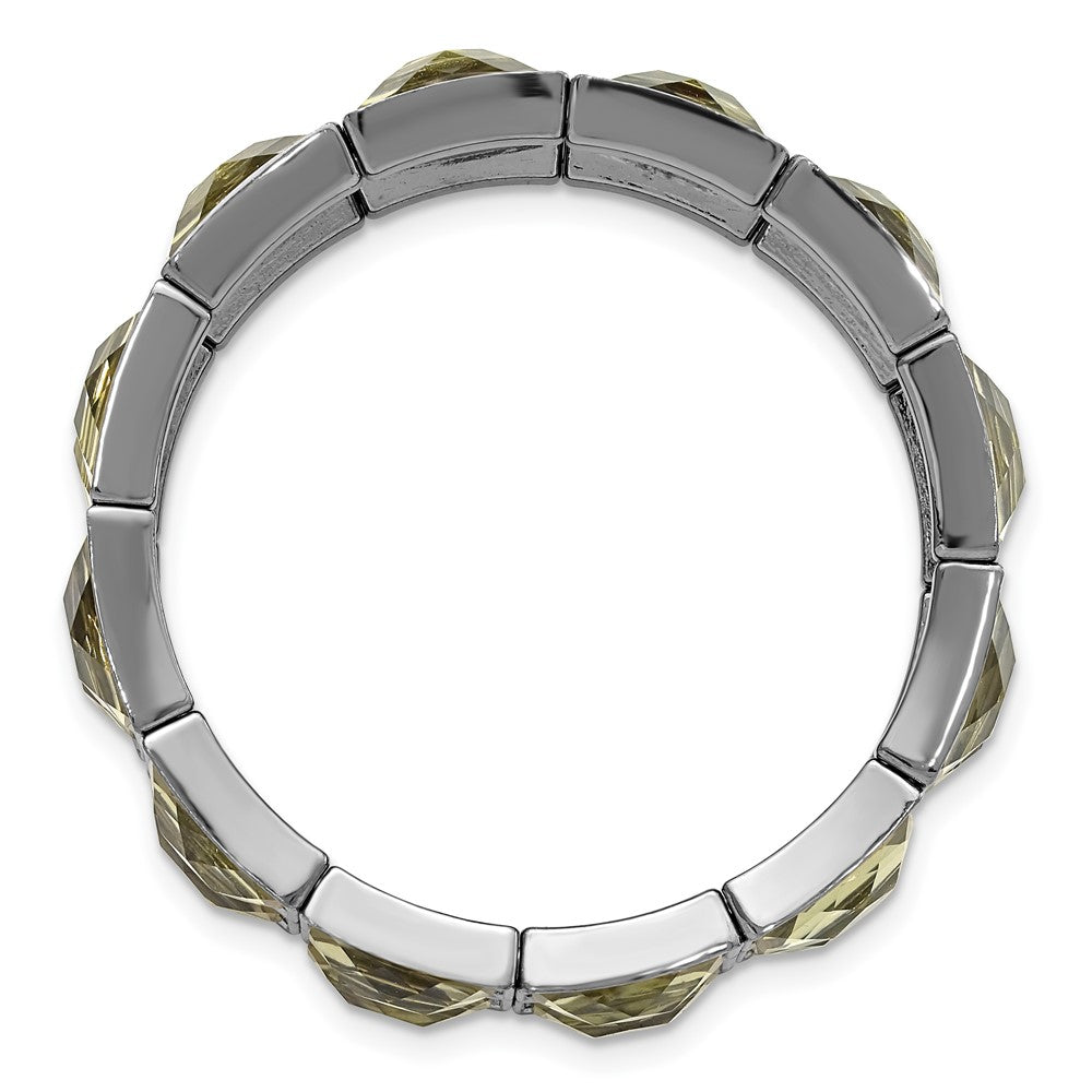 Mode 1928 Schmuck Schwarz-beschichtet Rahmen Grau Epoxid Facettiert Steine Dehnbar Armband