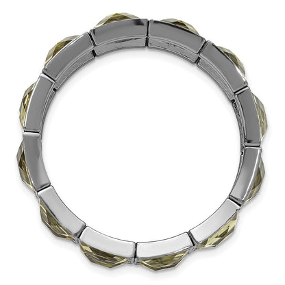 Mode 1928 Schmuck Schwarz-beschichtet Rahmen Grau Epoxid Facettiert Steine Dehnbar Armband