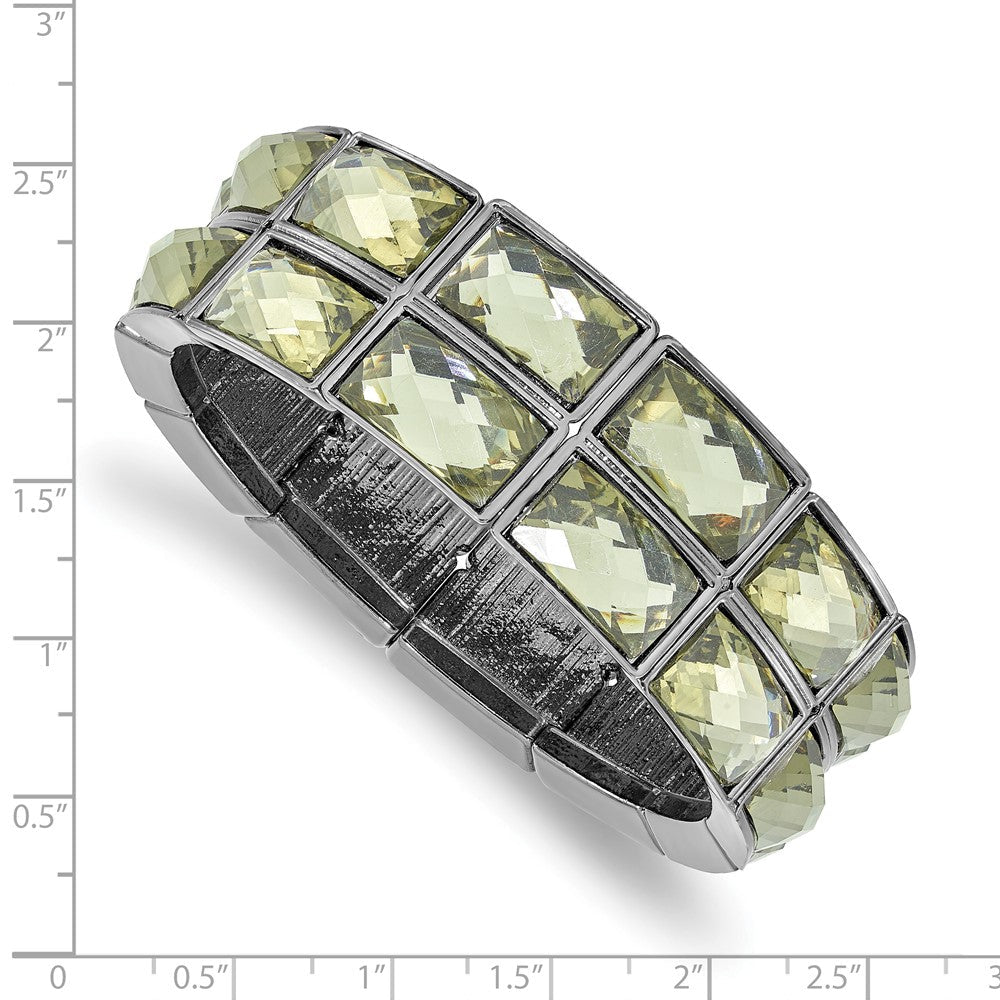 Mode 1928 Schmuck Schwarz-beschichtet Rahmen Grau Epoxid Facettiert Steine Dehnbar Armband