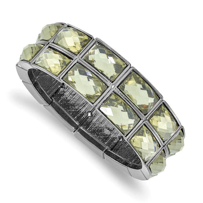 Mode 1928 Schmuck Schwarz-beschichtet Rahmen Grau Epoxid Facettiert Steine Dehnbar Armband