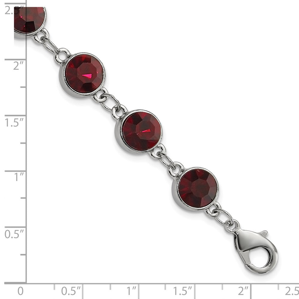 Mode 1928 Schmuck Silberfarben Rot Epoxid Facettiert Stein Verstellbar 7.25 Zoll Armband mit 1.25 Verlängerung