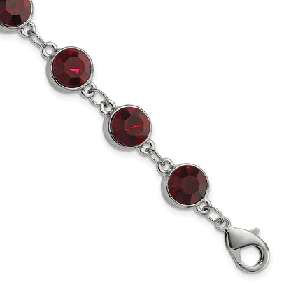 Mode 1928 Schmuck Silberfarben Rot Epoxid Facettiert Stein Verstellbar 7.25 Zoll Armband mit 1.25 Verlängerung