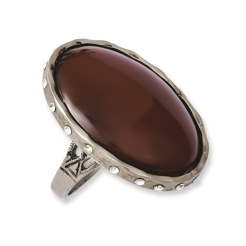 Mode Tru Pewter Carnelian mit Crystals Ring