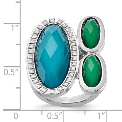 Mode Laundry Silberfarben Blau & Grün Resin Steine Ring