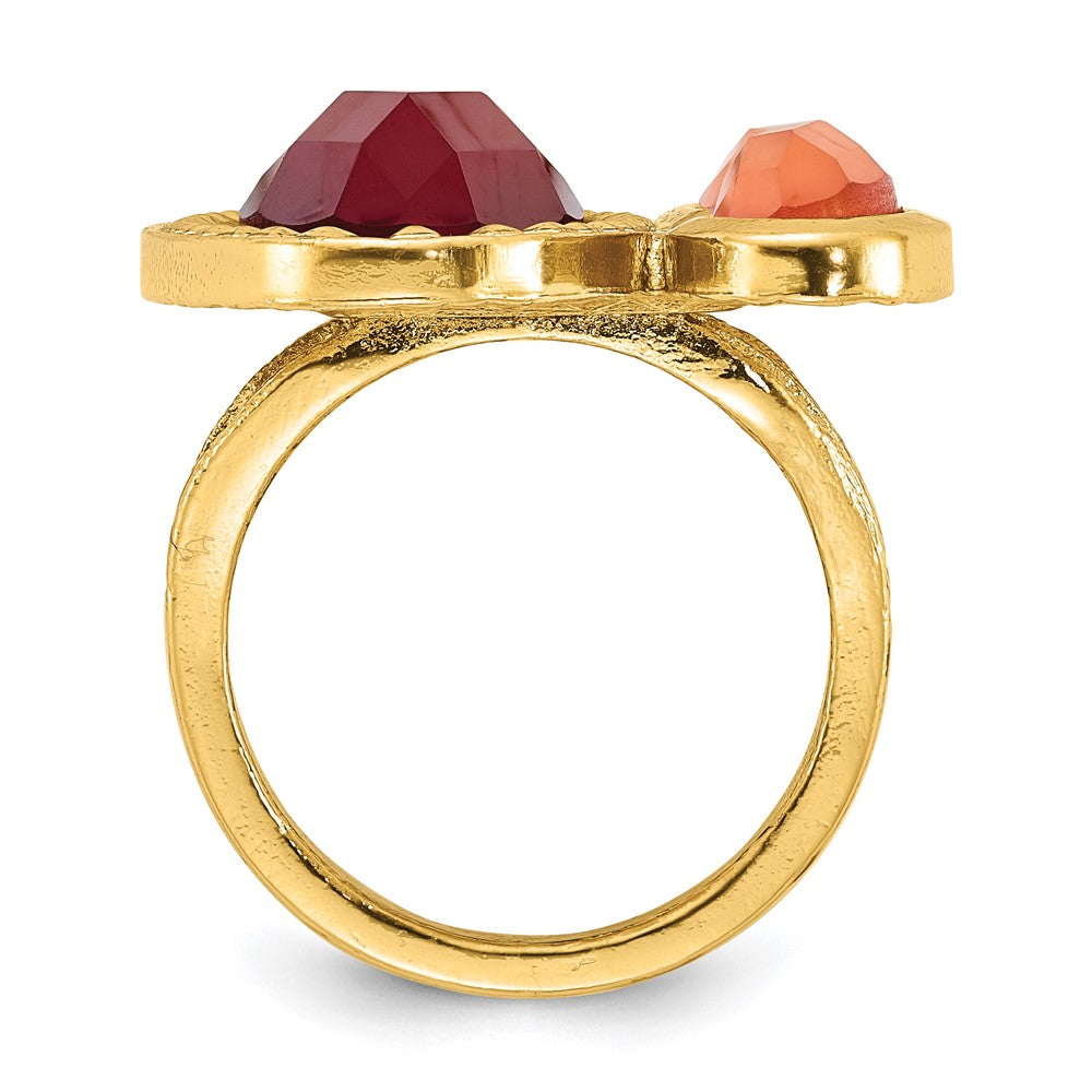 Mode Laundry Goldfarben Peach & Raspberry Resin Steine Ring