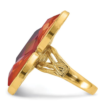 Mode Laundry Goldfarben Peach & Raspberry Resin Steine Ring