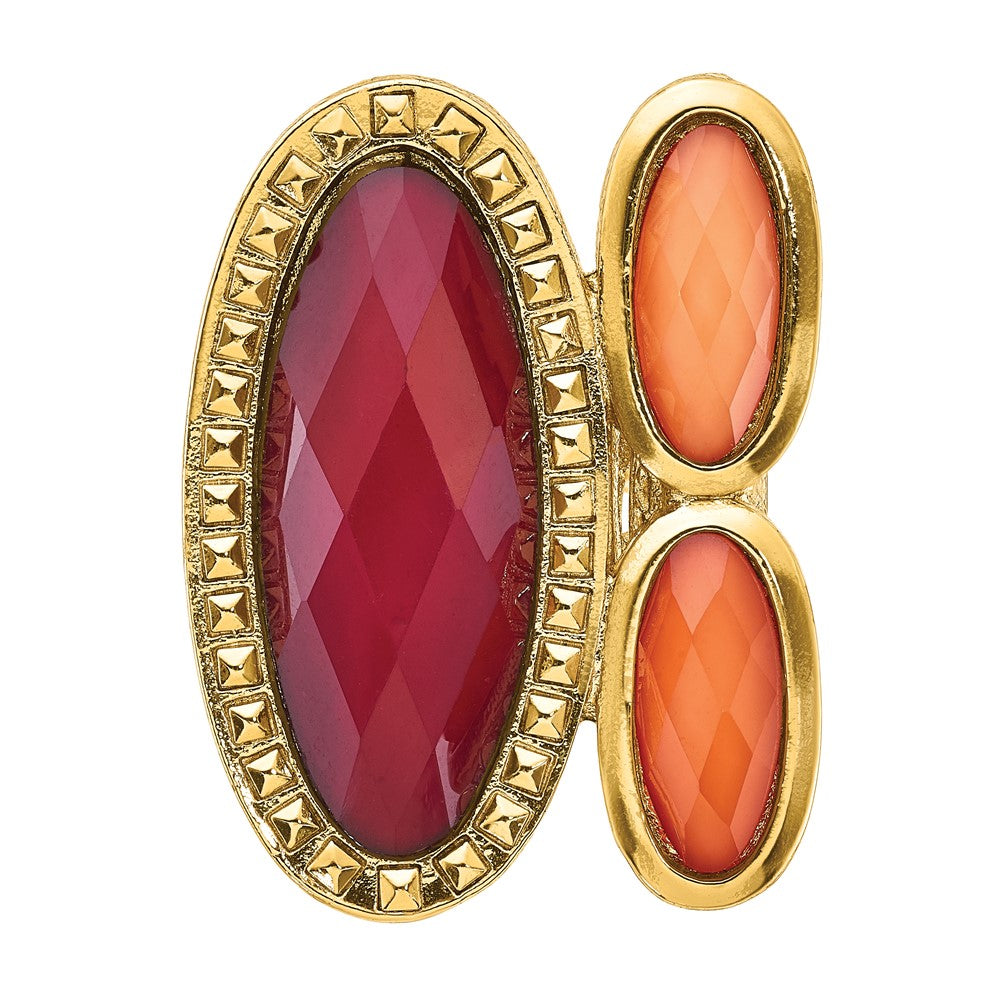 Mode Laundry Goldfarben Peach & Raspberry Resin Steine Ring