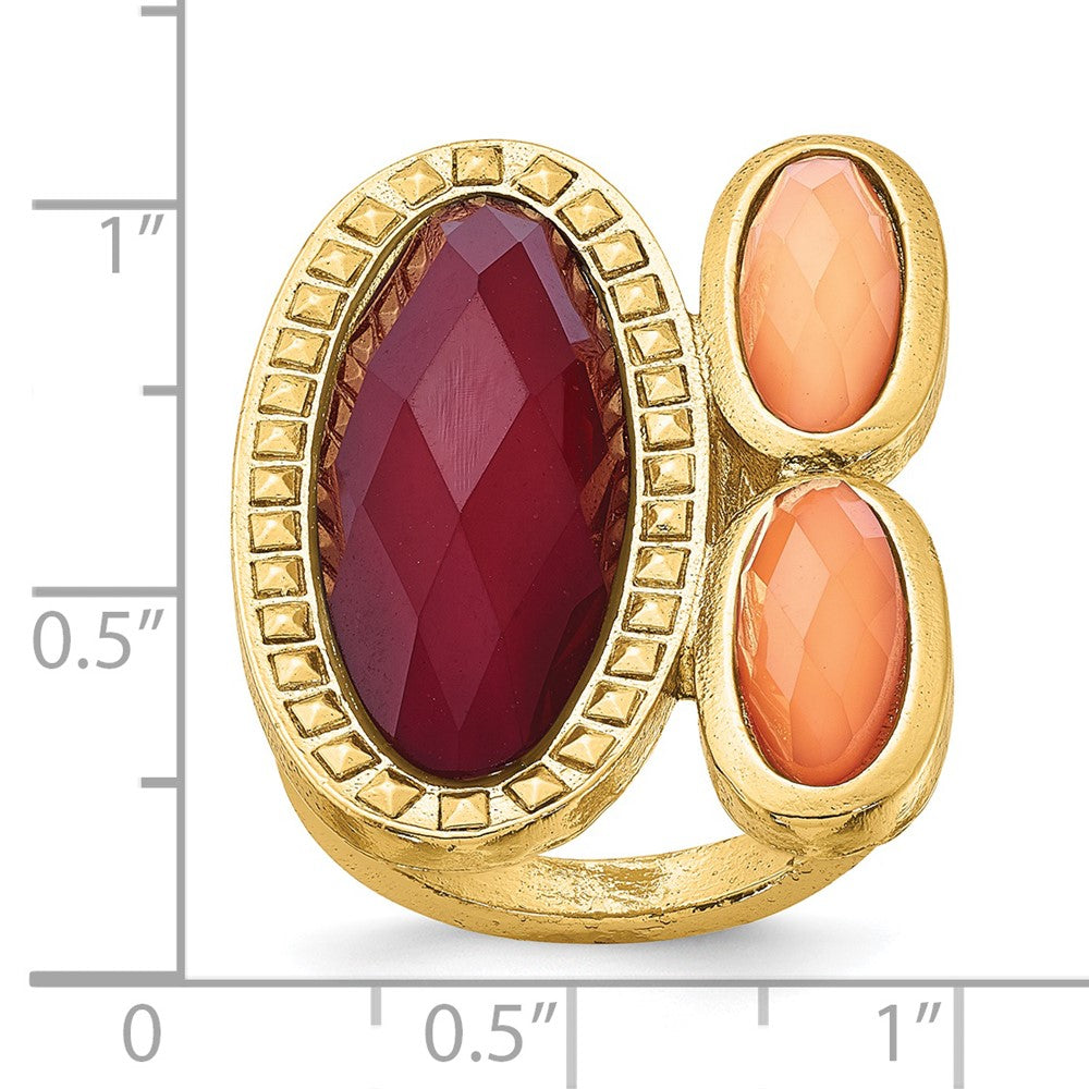 Mode Laundry Goldfarben Peach & Raspberry Resin Steine Ring