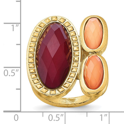 Mode Laundry Goldfarben Peach & Raspberry Resin Steine Ring