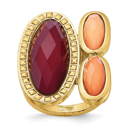 Mode Laundry Goldfarben Peach & Raspberry Resin Steine Ring