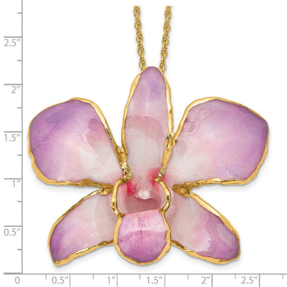 Mode 24K Gold-trim Lacquer Dipped Weiß und Lilac Echt Dendrobium Orchidee 20 Zoll Goldfarben Halskette