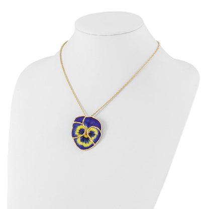 Mode 24K Gold-trim Lacquer Dipped Blau Echt Pansy mit 20 Zoll Goldfarben Halskette