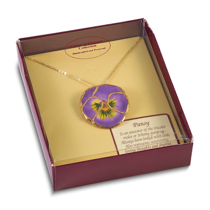 Mode 24K Gold-trim Lacquer Dipped Lilac Echt Pansy 20 Zoll Goldfarben Halskette