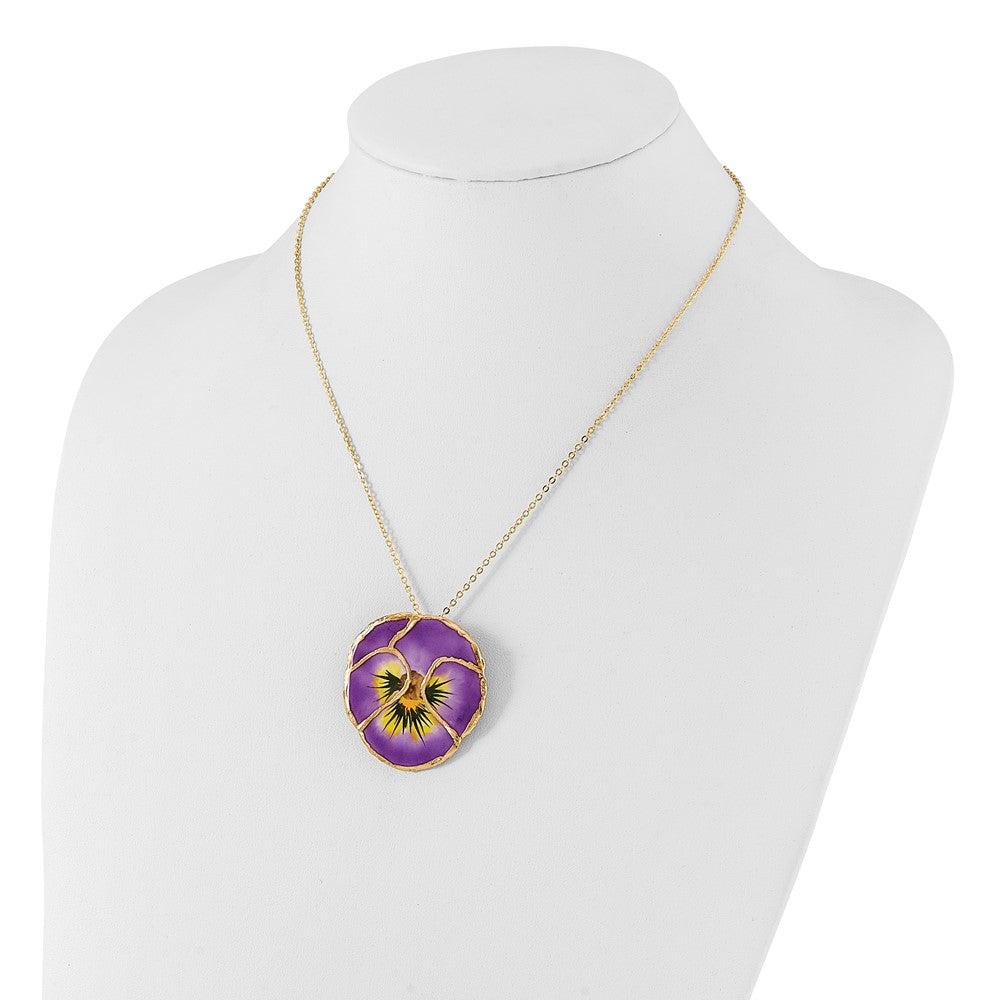 Mode 24K Gold-trim Lacquer Dipped Lilac Echt Pansy 20 Zoll Goldfarben Halskette