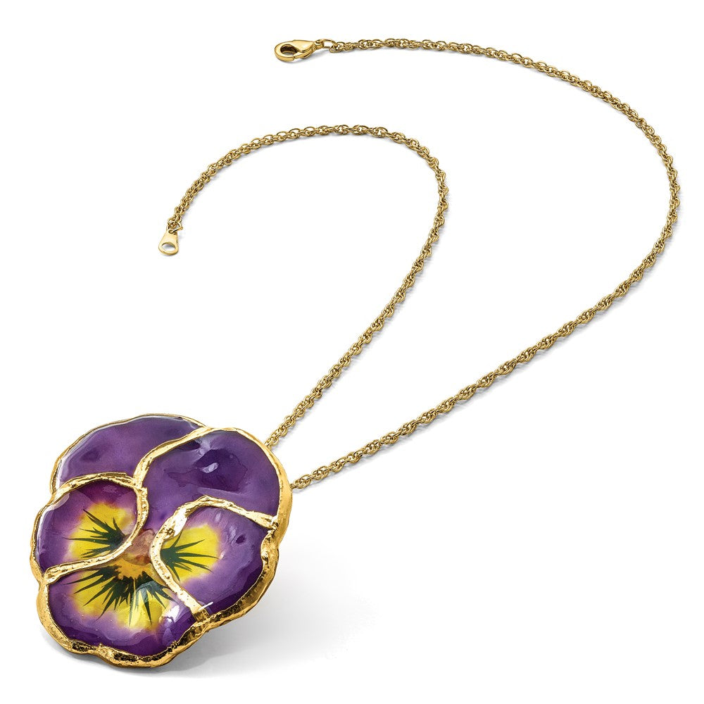 Mode 24K Gold-trim Lacquer Dipped Lilac Echt Pansy 20 Zoll Goldfarben Halskette