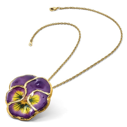 Mode 24K Gold-trim Lacquer Dipped Lilac Echt Pansy 20 Zoll Goldfarben Halskette