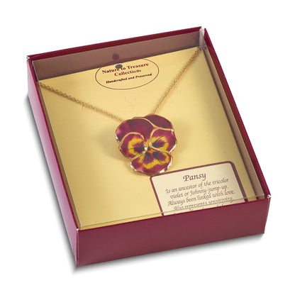 Mode 24K Gold-trim Lacquer Dipped Violet Echt Pansy 20 Zoll Goldfarben Halskette