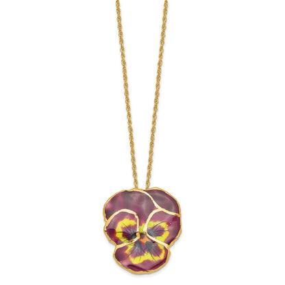 Mode 24K Gold-trim Lacquer Dipped Violet Echt Pansy 20 Zoll Goldfarben Halskette