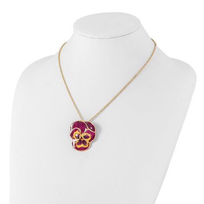 Mode 24K Gold-trim Lacquer Dipped Violet Echt Pansy 20 Zoll Goldfarben Halskette