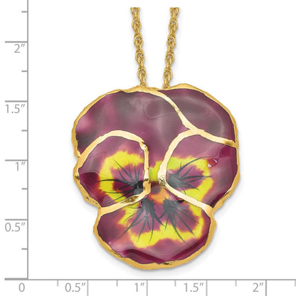 Mode 24K Gold-trim Lacquer Dipped Violet Echt Pansy 20 Zoll Goldfarben Halskette