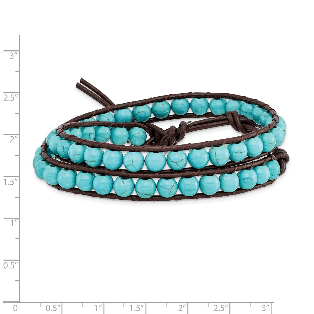 20 Zoll 4mm Dyed Türkis Leder Kordel Multi Wickel Armband