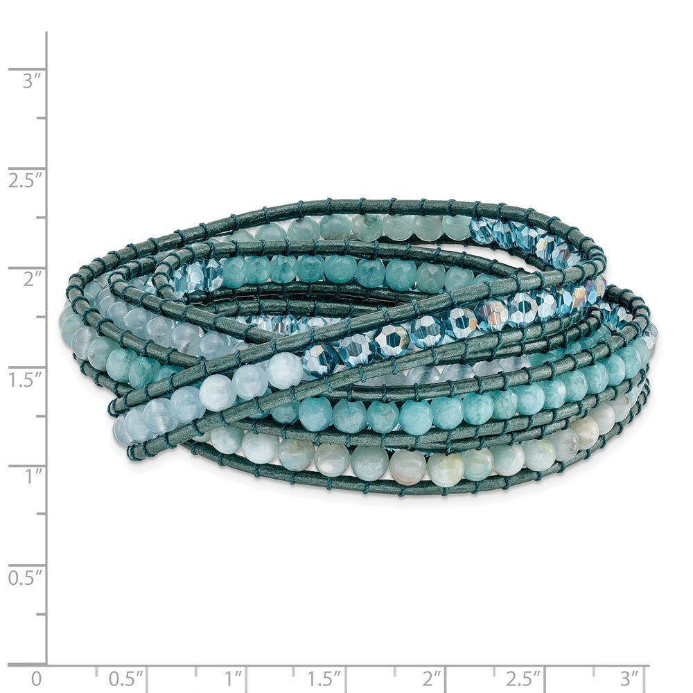 34 Zoll Amazonite/crystal/blue Quarz/leather Multi-wrap Armband