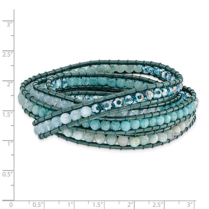 34 Zoll Amazonite/crystal/blue Quarz/leather Multi-wrap Armband