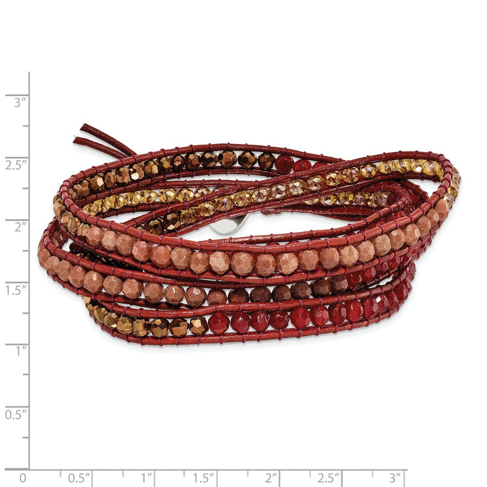 34 Zoll Kristall/red Quarz/ Rot Sand Stein/leather Multi-wrap Armband
