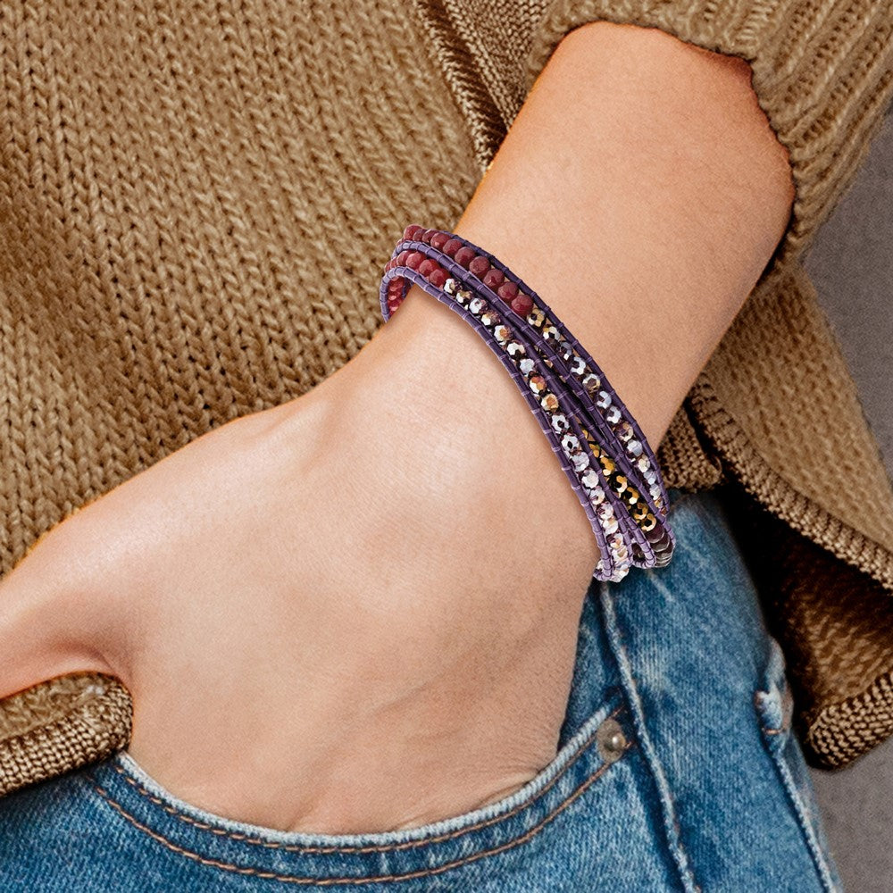 34 Zoll Multi Kristall und Quarz Leder Multi-wrap Armband
