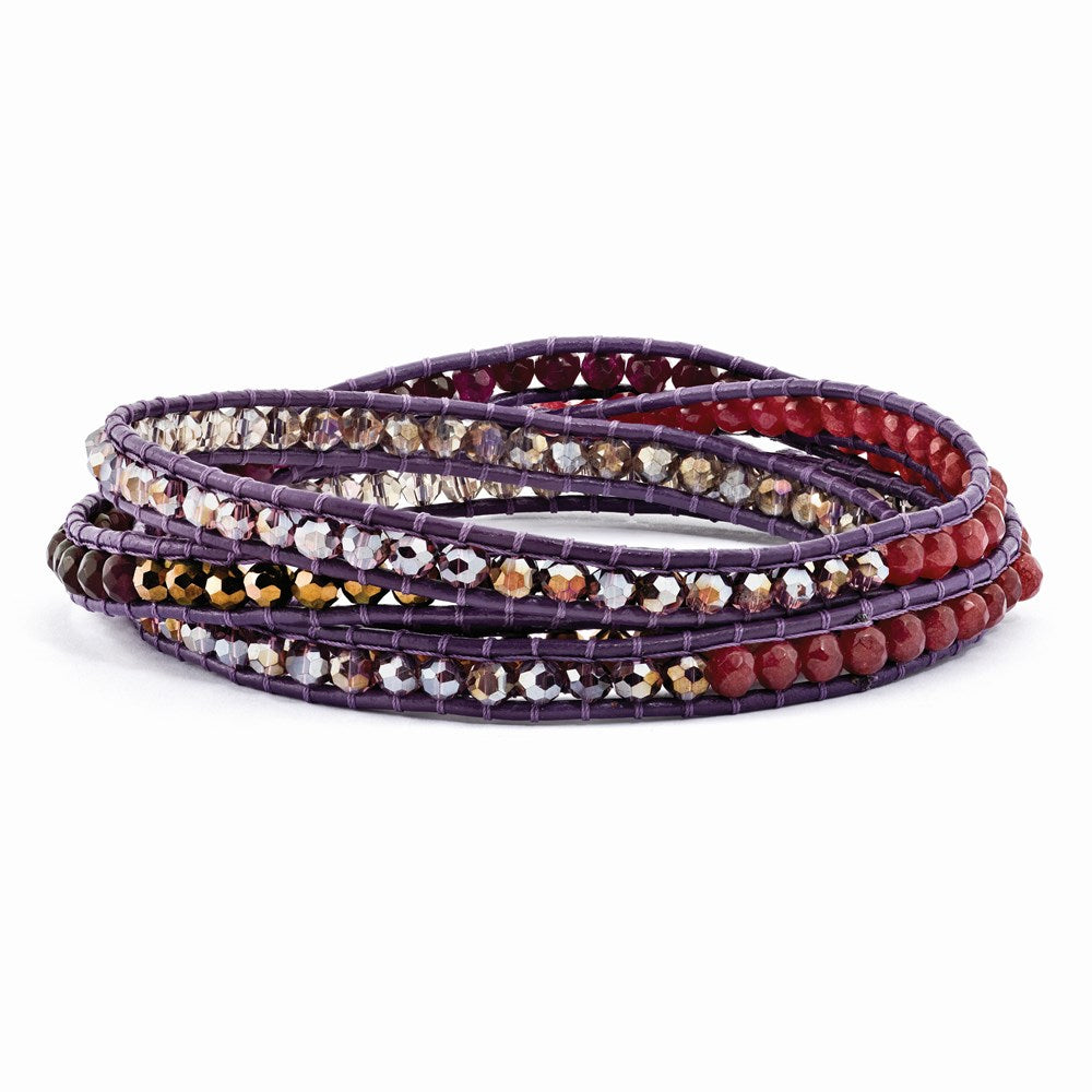 34 Zoll Multi Kristall und Quarz Leder Multi-wrap Armband