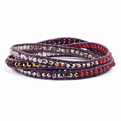 34 Zoll Multi Kristall und Quarz Leder Multi-wrap Armband