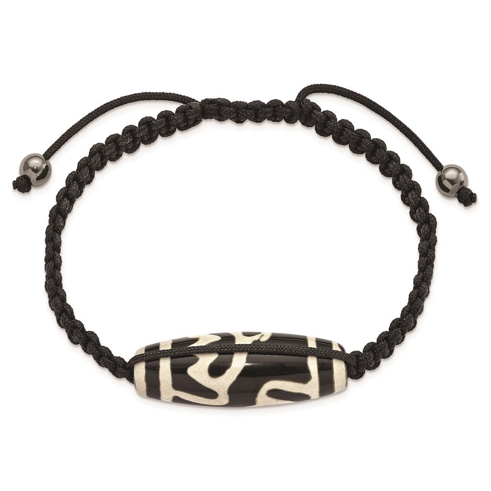 Mode 11x38mm Tibet Auge Achat mit Hematite Perlen Schwarz Kordel Armband