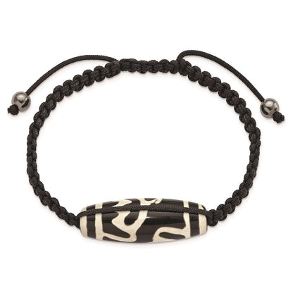 Mode 11x38mm Tibet Auge Achat mit Hematite Perlen Schwarz Kordel Armband