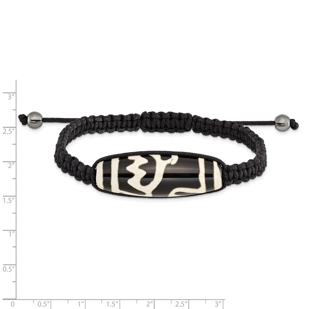 Mode 11x38mm Tibet Auge Achat mit Hematite Perlen Schwarz Kordel Armband