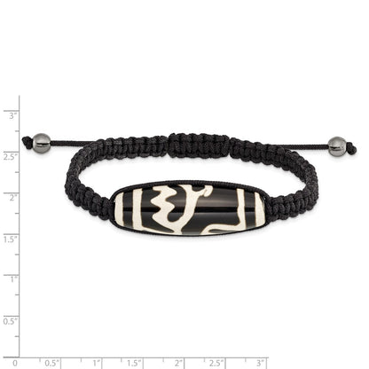 Mode 11x38mm Tibet Auge Achat mit Hematite Perlen Schwarz Kordel Armband