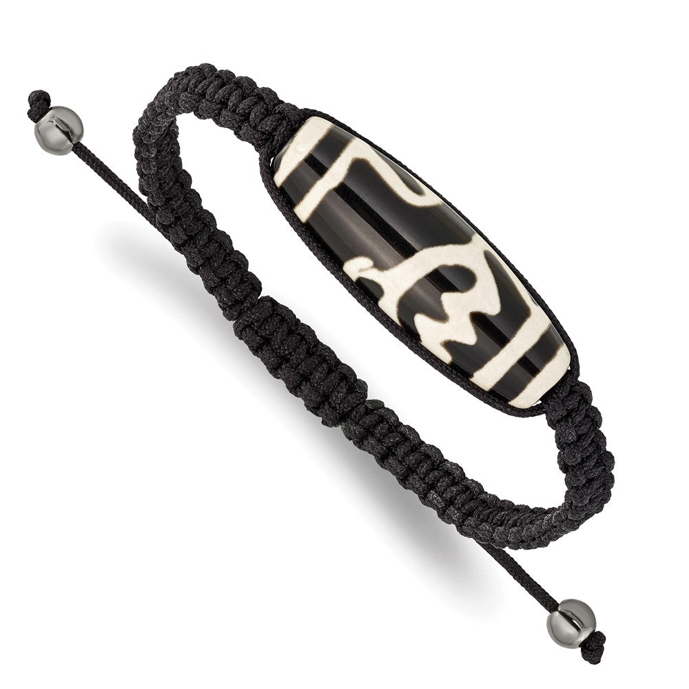 Mode 11x38mm Tibet Auge Achat mit Hematite Perlen Schwarz Kordel Armband