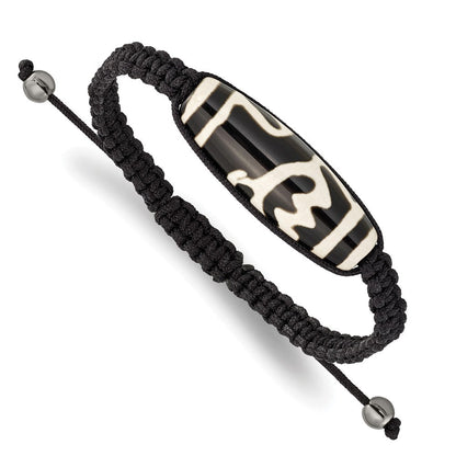 Mode 11x38mm Tibet Auge Achat mit Hematite Perlen Schwarz Kordel Armband