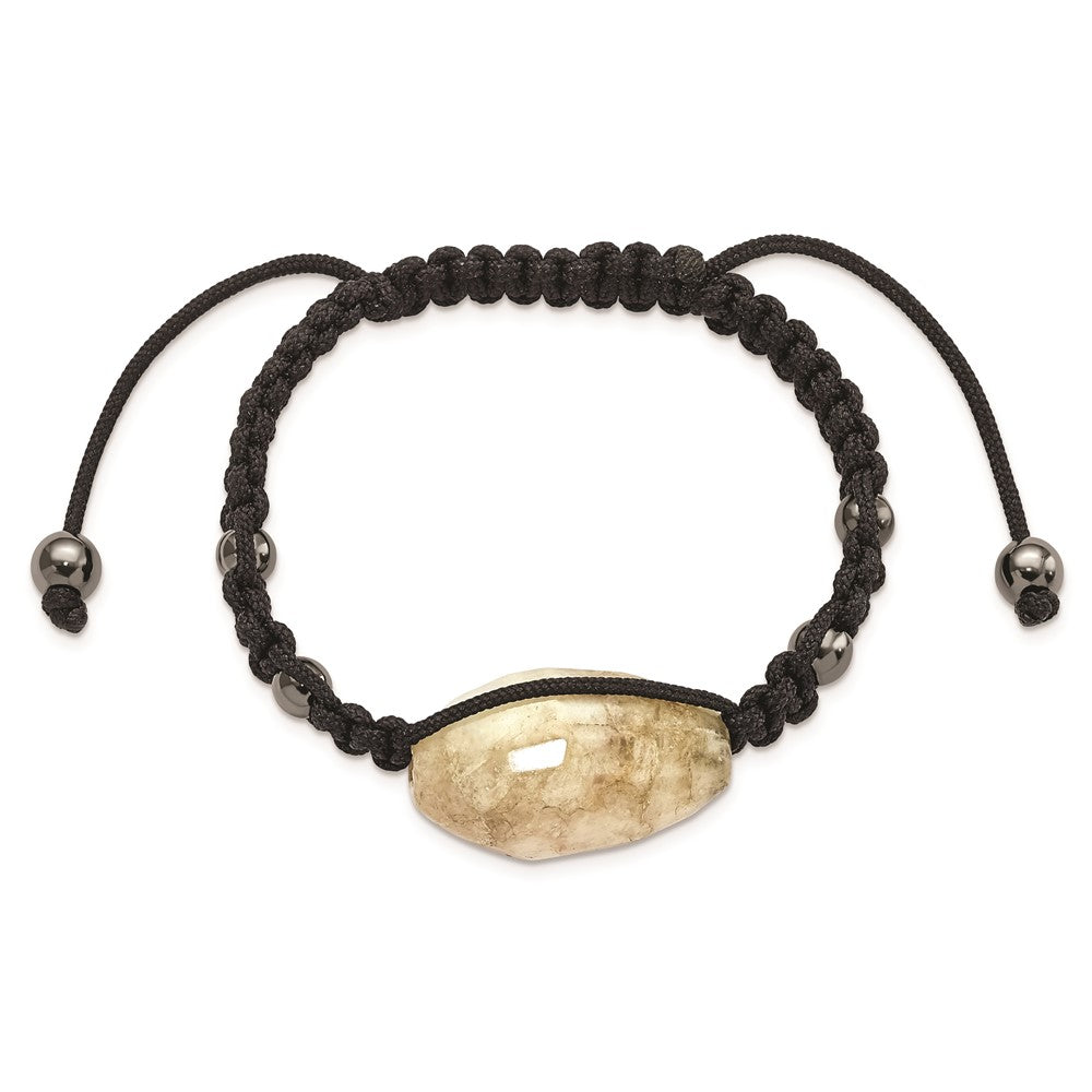 Mode 14x26mm Milky Kristall Achat mit 5mm Hematite Perlen Kordel Armband