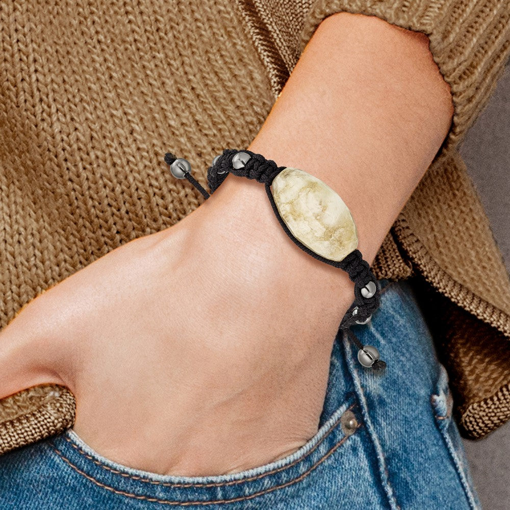Mode 14x26mm Milky Kristall Achat mit 5mm Hematite Perlen Kordel Armband
