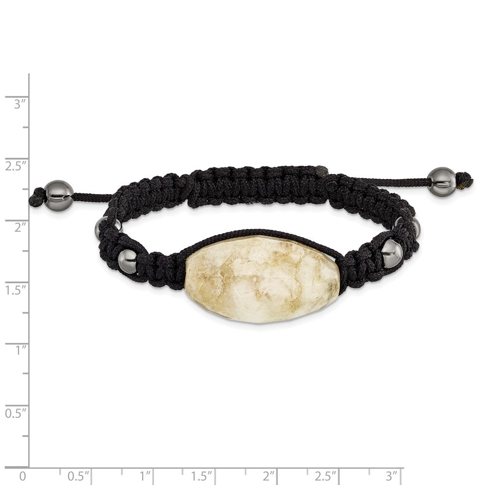 Mode 14x26mm Milky Kristall Achat mit 5mm Hematite Perlen Kordel Armband