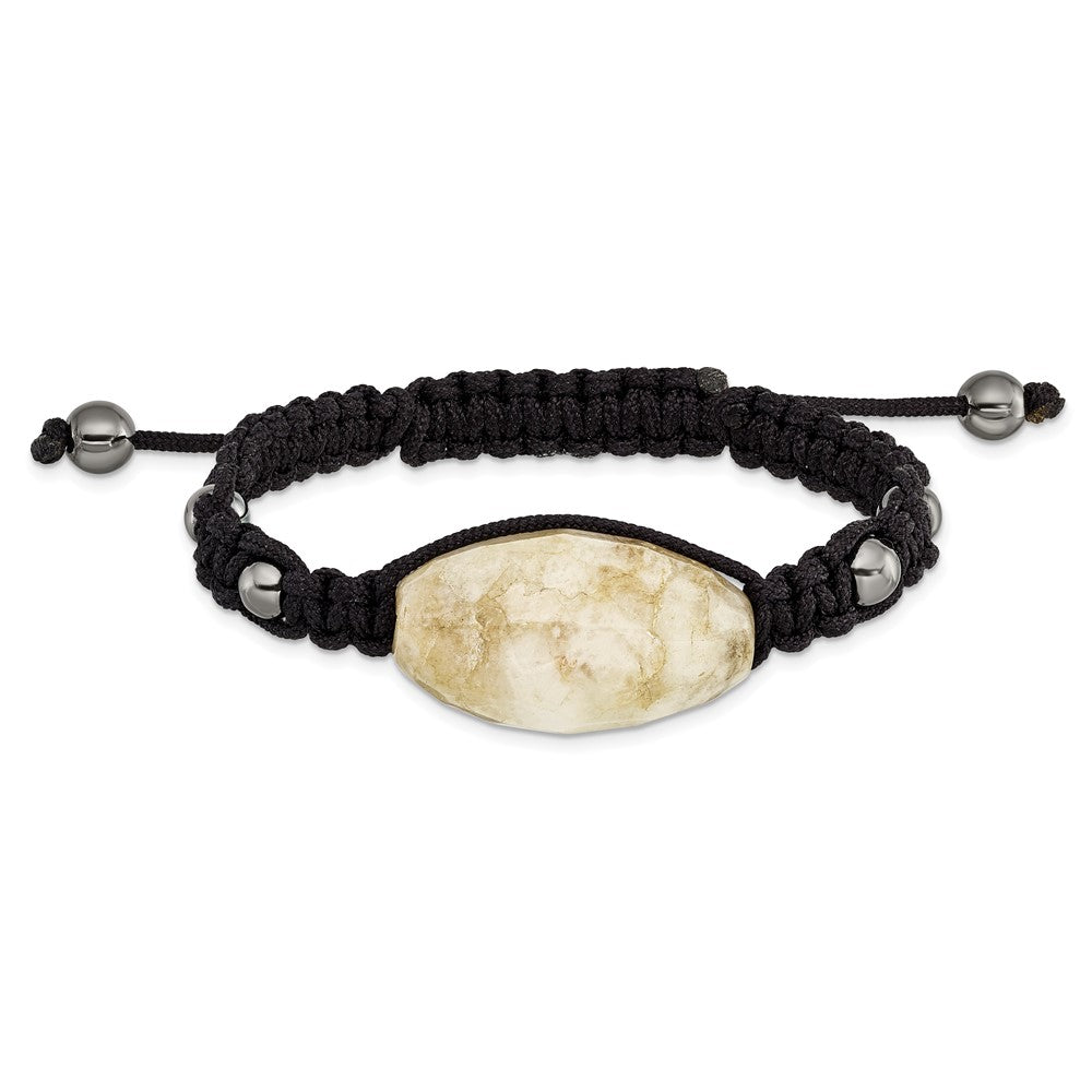 Mode 14x26mm Milky Kristall Achat mit 5mm Hematite Perlen Kordel Armband