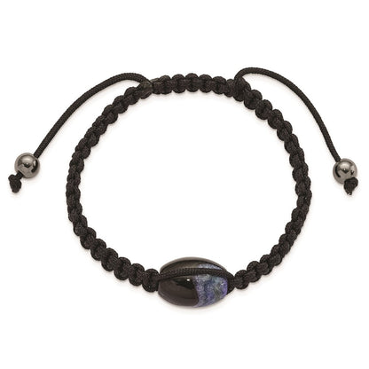 Mode 13x19mm Blau Kristall Achat mit Hematite Perlen Schwarz Kordel Armband