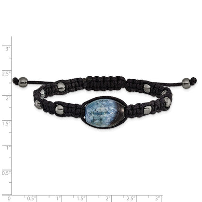 Mode 12x18mm Amethyst Kristall Achat mit 5mm Hematite Kordel Verstellbar Armband