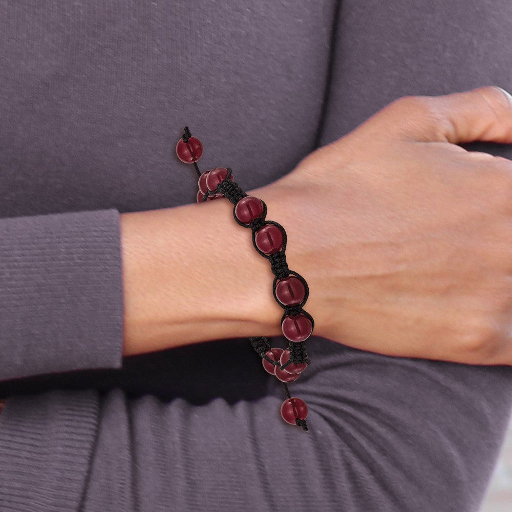 Mode 8mm Rot Aventurine Perlen und Schwarz Kordel Armband