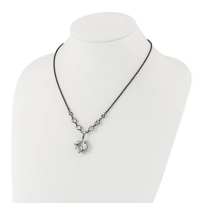 Mode 1928 Schwarz-beschichtet Weiß Swarovski Elements Fantasie mit 3 Zoll Verlängerung. Halskette