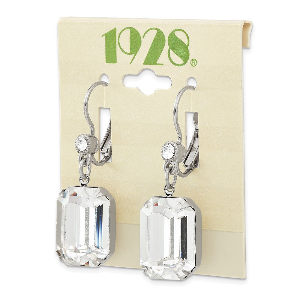 Mode 1928 Schmuck Silberfarben Klar Smaragdschliff Crystals From Swarovski Hängend Ohrhänger mit Brisur